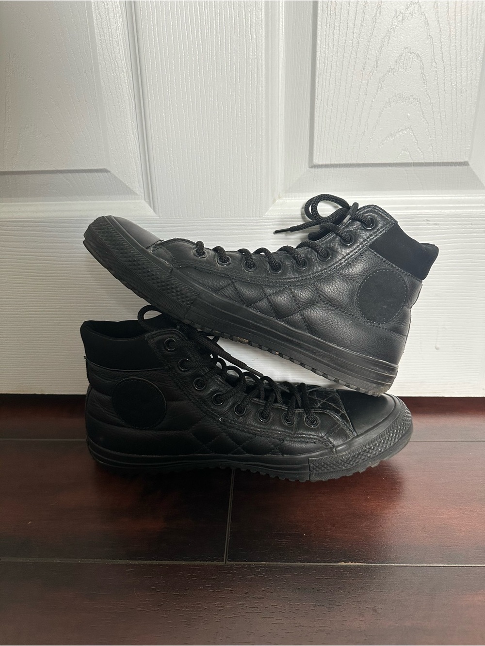 Size 9 Converse Men’s Chuck Taylor All Star PC Hi Black Leather Sneakers - Picture 8 of 9